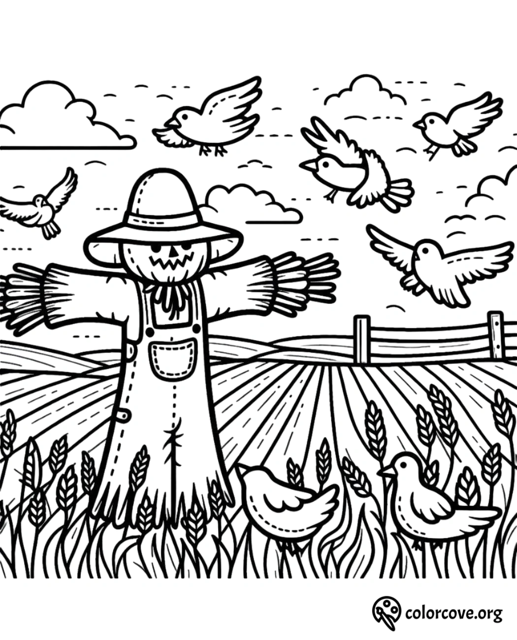 Scarecrow Coloring Pages Free Printable (22)