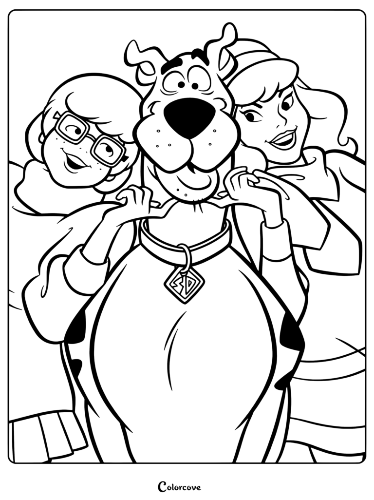 Coloriage de Scooby-Doo avec Vera et Daphne posant ensemble