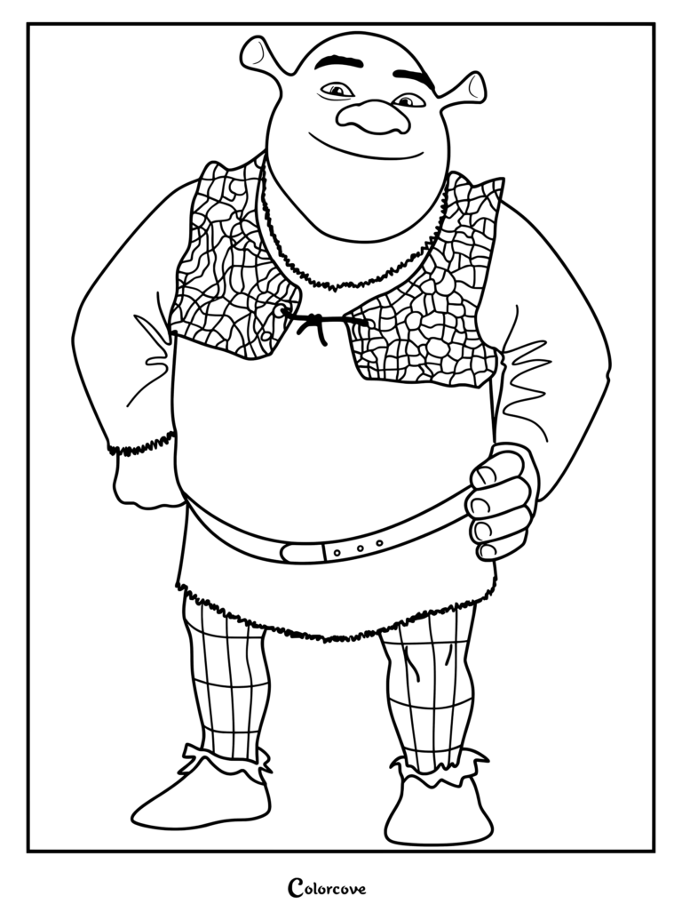 Shrek standing confidently with his hands on his hips.