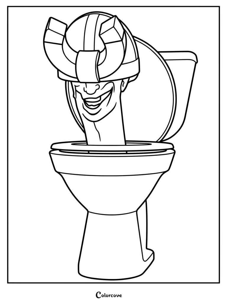 A printable coloring page featuring a Normal Skibidi Toilet character wearing a large magnet on its head.