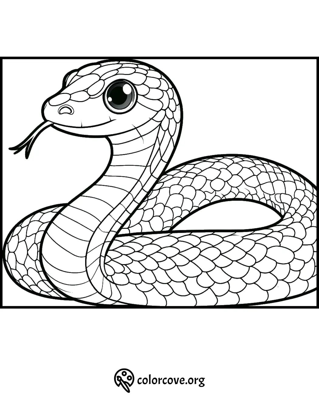 Cute Snake Coloring Page for Kids – Printable Reptile Illustration to Color In – Fun Educational Activity – colorcove.org