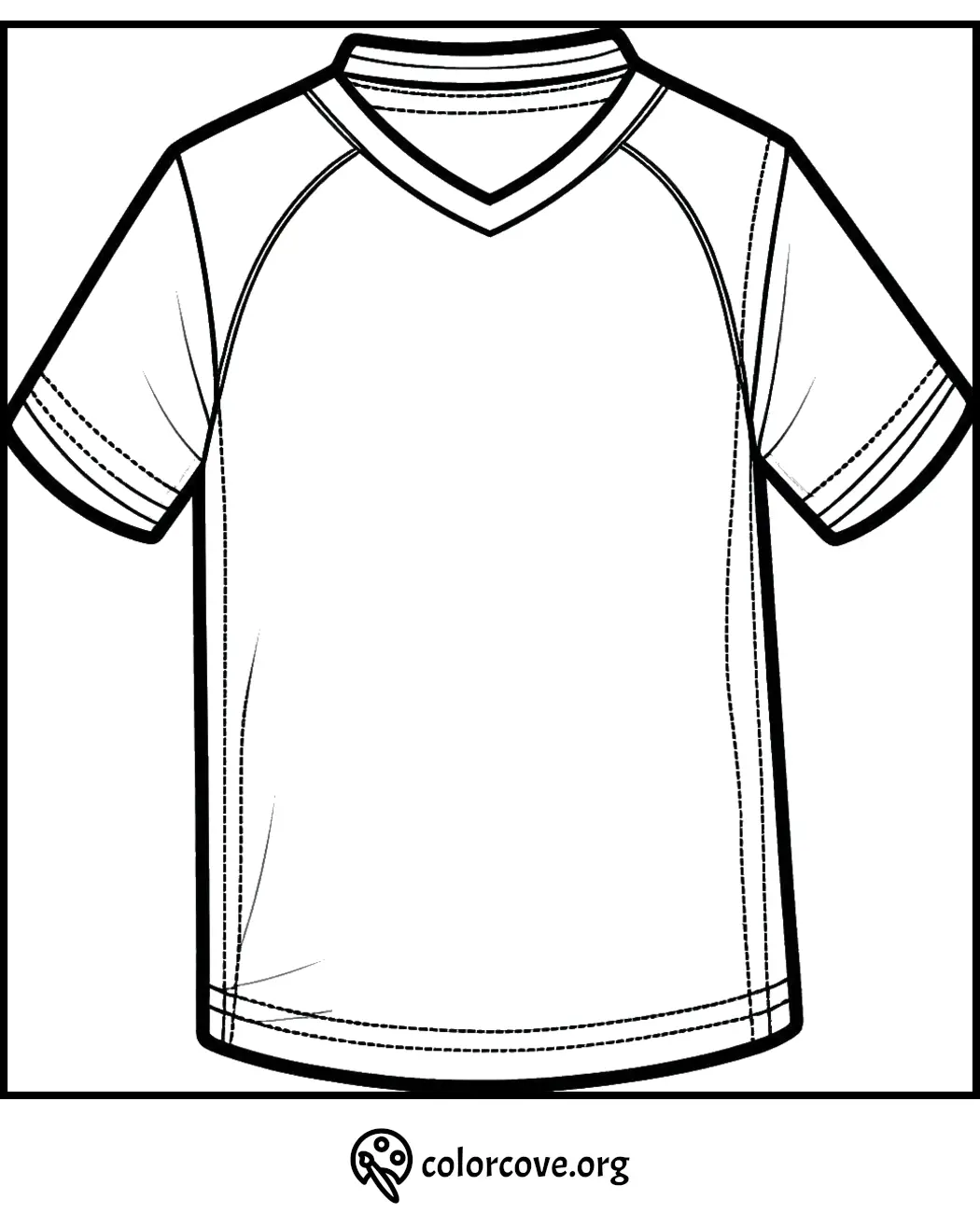 Blank T-shirt coloring page for kids, ready to be customized with colors and creative designs.