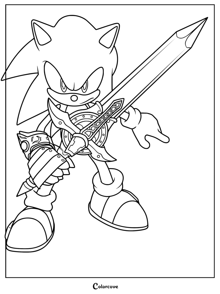 Knight Sonic stands ready holding a large ornate sword.