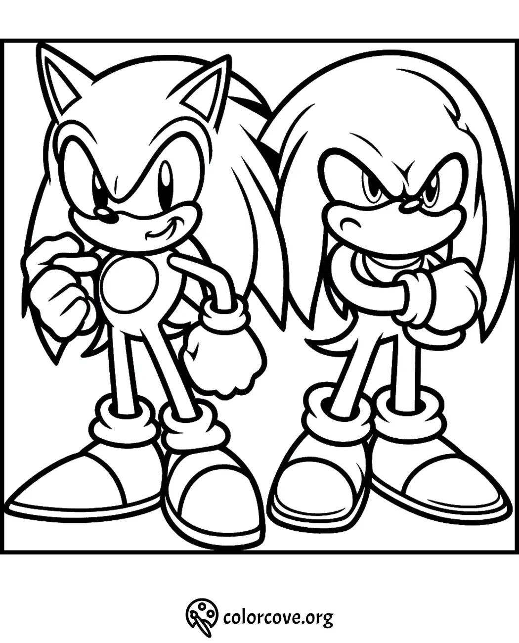 Sonic and Knuckles coloring page featuring the iconic video game characters, ready to be colored. ColorCove.org.