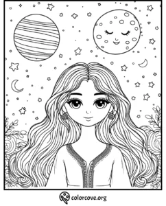 a circle with planets and stars