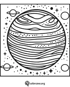 a black and white drawing of planets and stars
