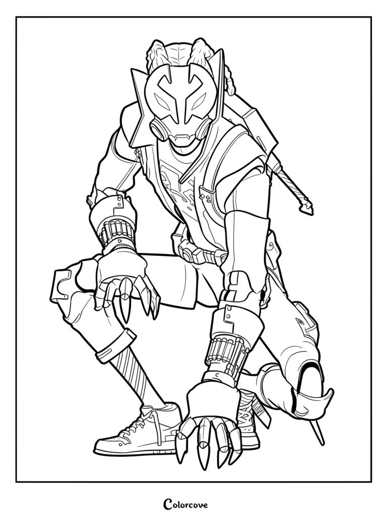 Coloriage du Rôdeur de Terre-42 avec Miles Morales accroupi en pose d'action