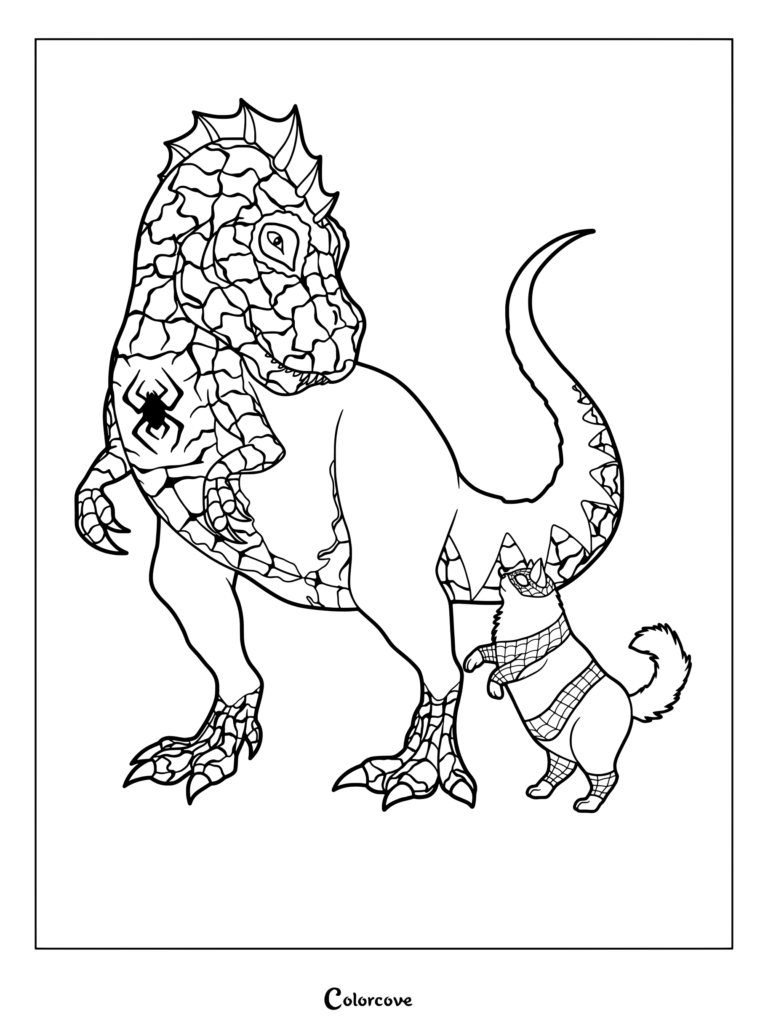 Coloriage de Spider-Chat et Spider Rex mettant en scène des héros uniques