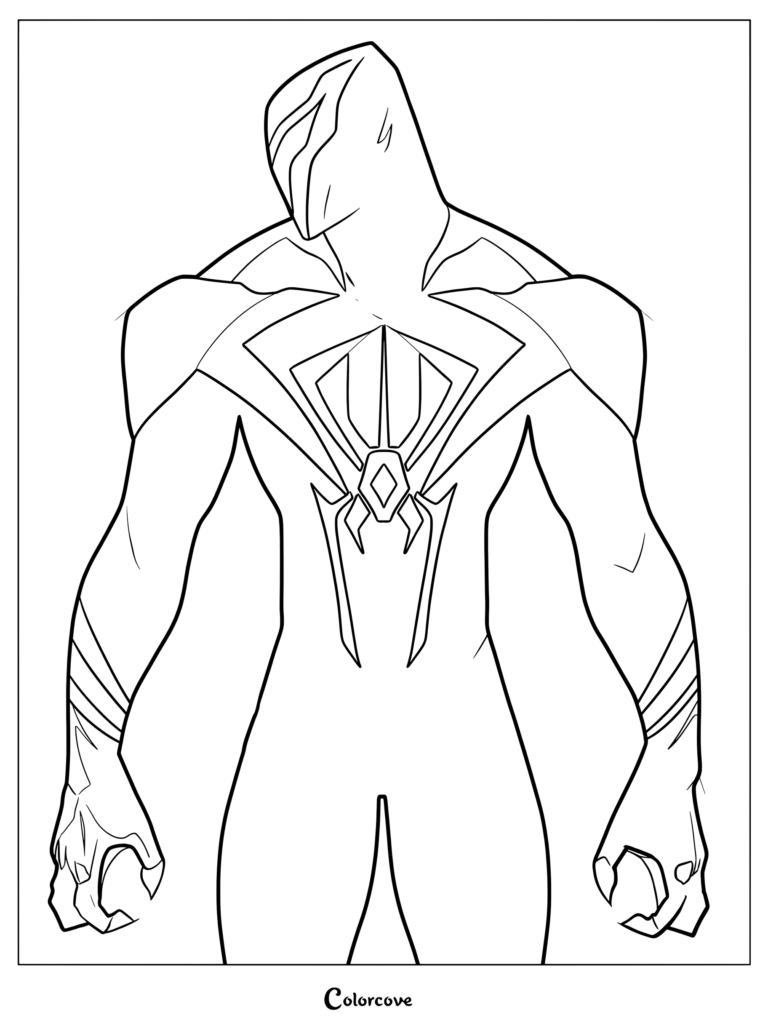Miguel O'Hara prenant une pose puissante dans ce coloriage imprimable