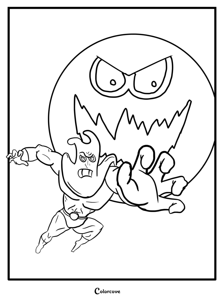 Coloriage à imprimer de L'Homme Laser & La Bulle Salissante