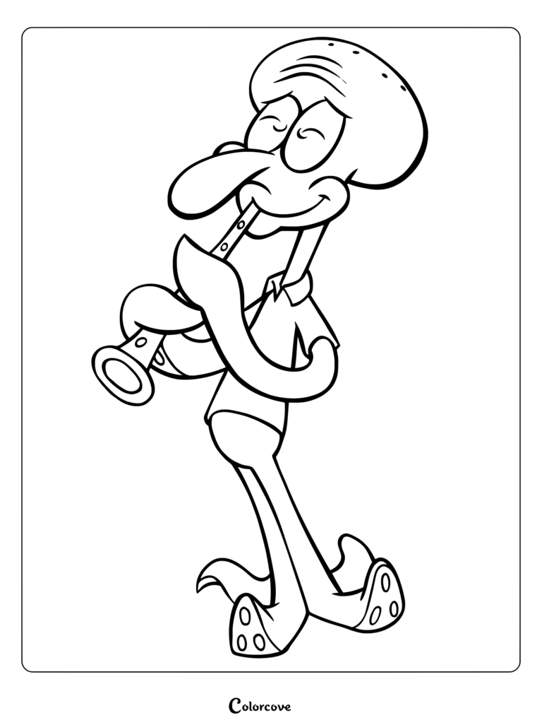 Coloriage à imprimer de Carlo Tentacules jouant de la clarinette