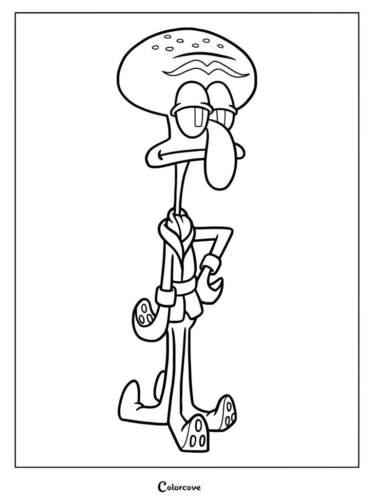 Coloriage de Guillaume Fancyson, le poulpe arrogant avec son peignoir emblématique et son grand mono-sourcil