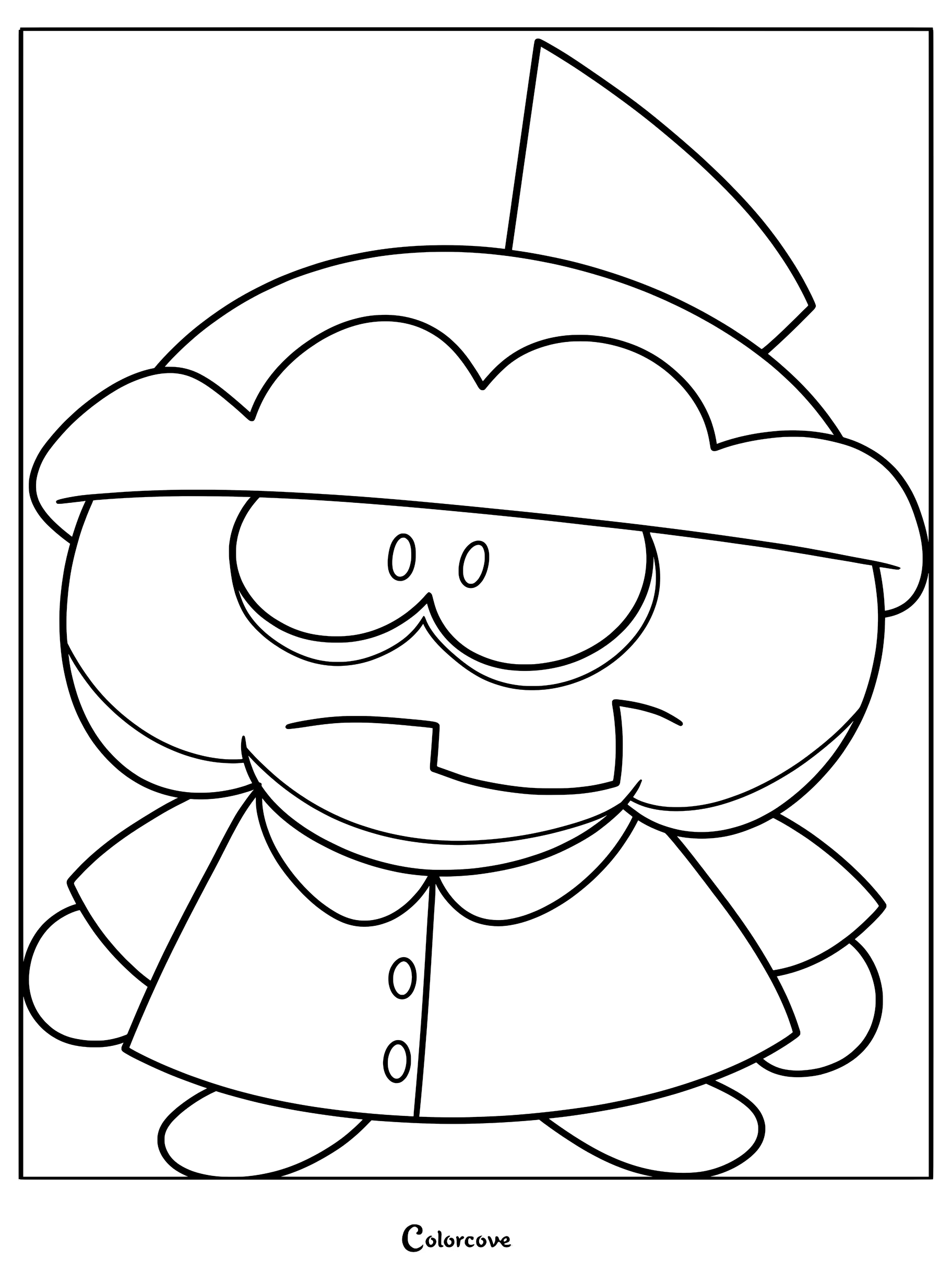 A printable coloring page featuring Pump from Spooky Month wearing his winter outfit with a hat and coat.