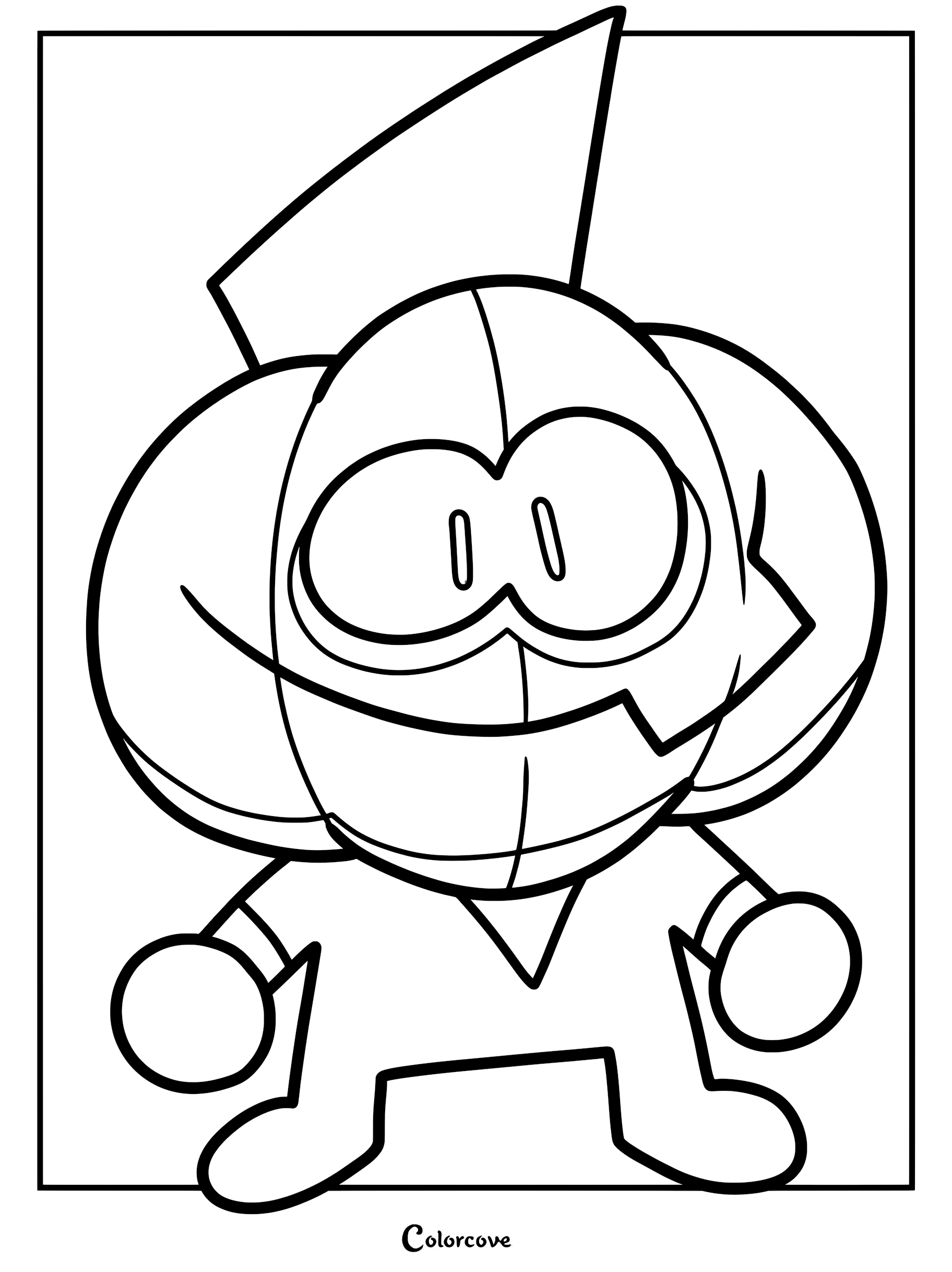 A printable coloring page featuring Pump from Spooky Month wearing his signature pumpkin mask and suit.