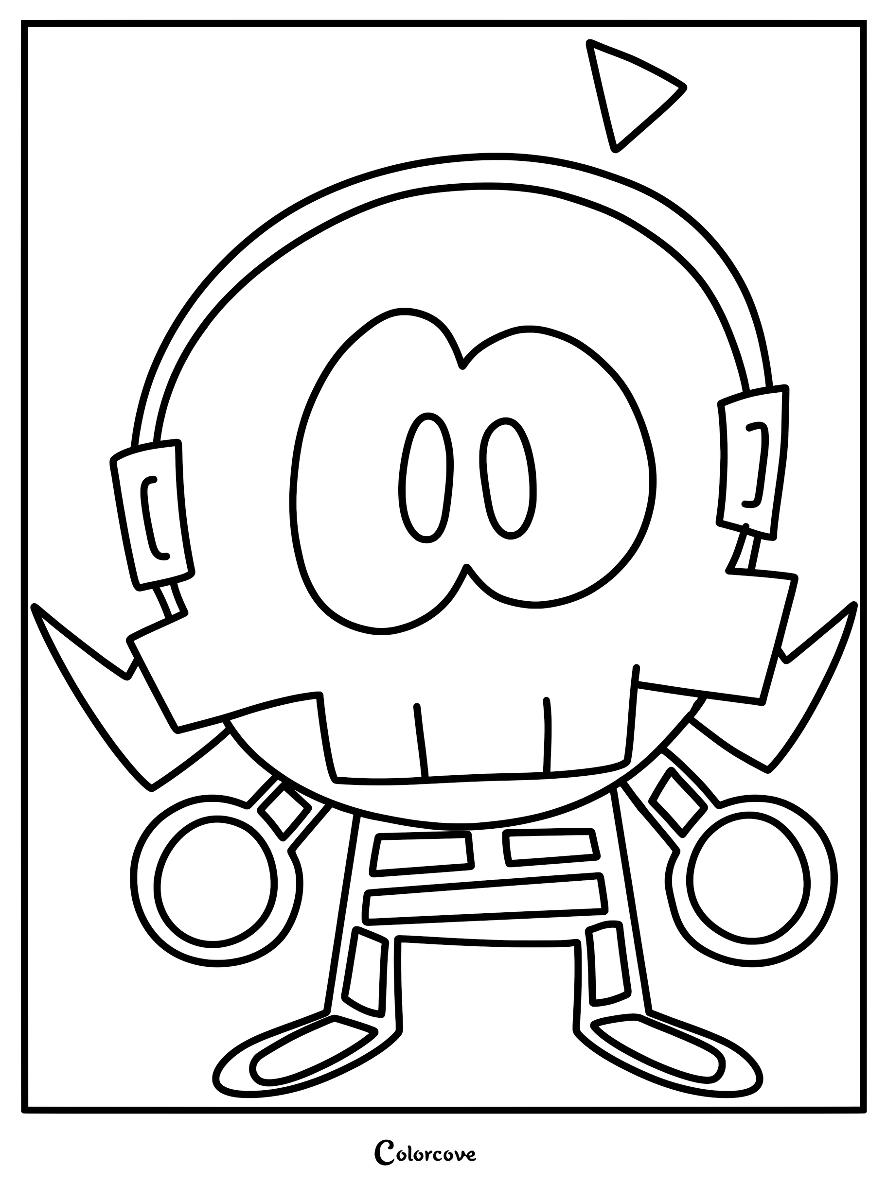 A printable coloring page featuring a younger version of Skid from Spooky Month wearing his signature skeleton costume and headphones.