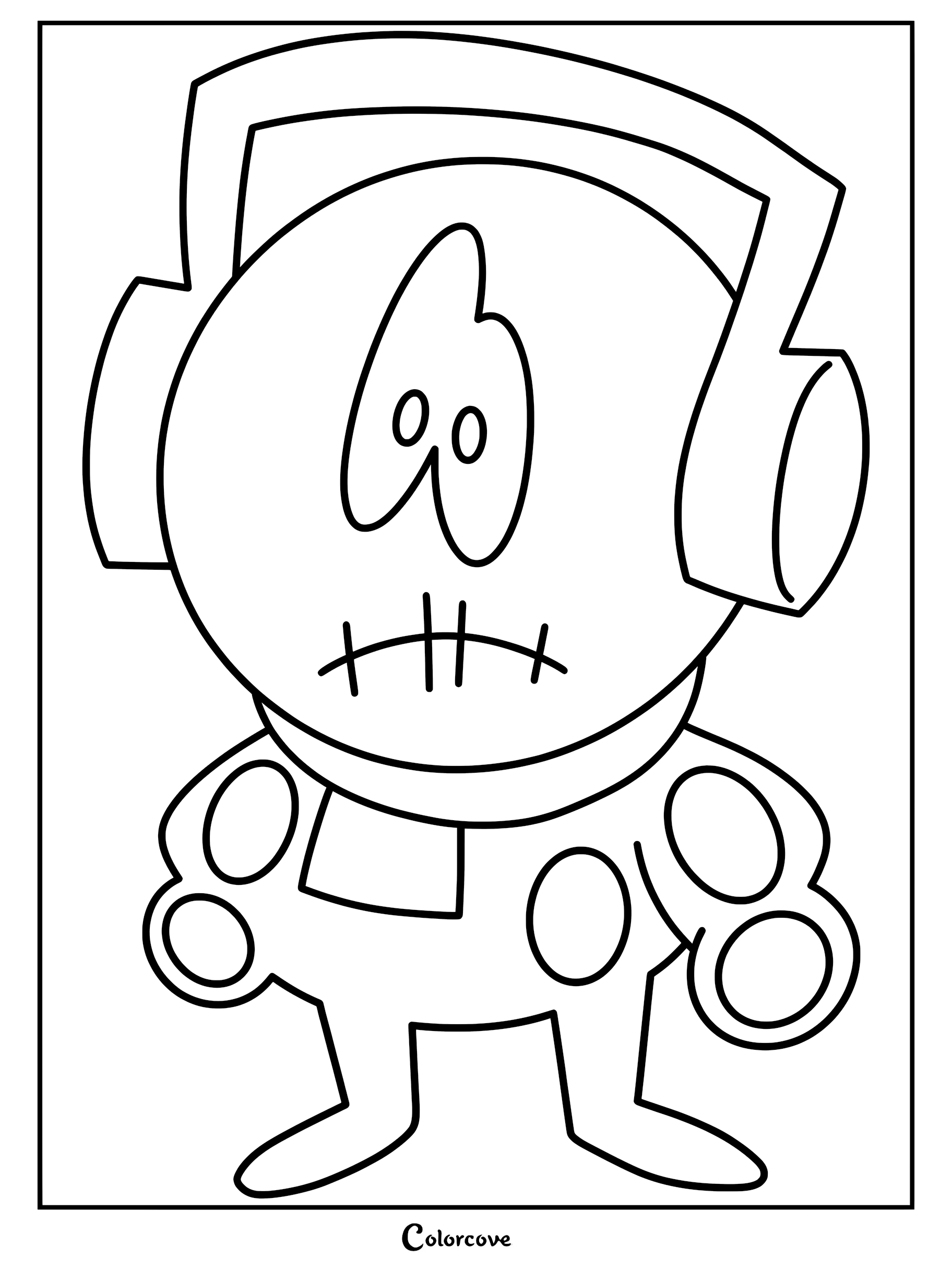 Skid from Spooky Month wearing winter headphones and a scarf in this printable coloring page.