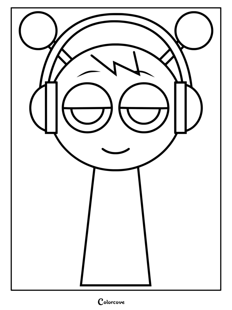 Dibujo para colorear de Oren de Sprunki con auriculares