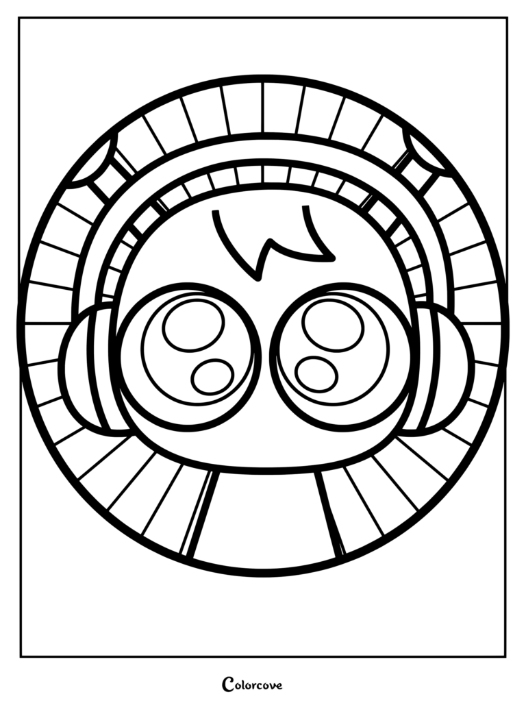 Dibujo para colorear de Oren de Sprunki usando auriculares