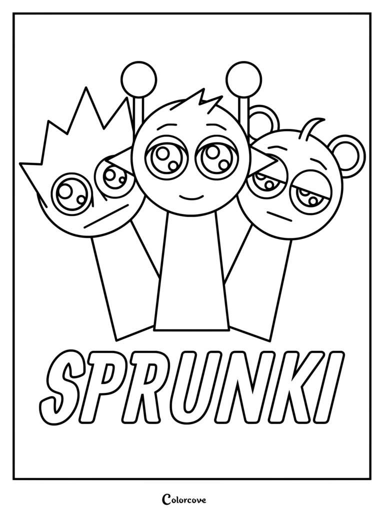 Página para colorear e imprimir de OWAKCX, Simon y Sky de Sprunki para niños