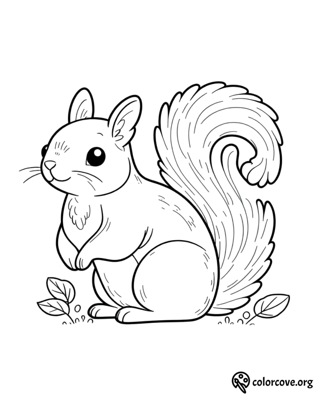 a black and white drawing of a squirrel