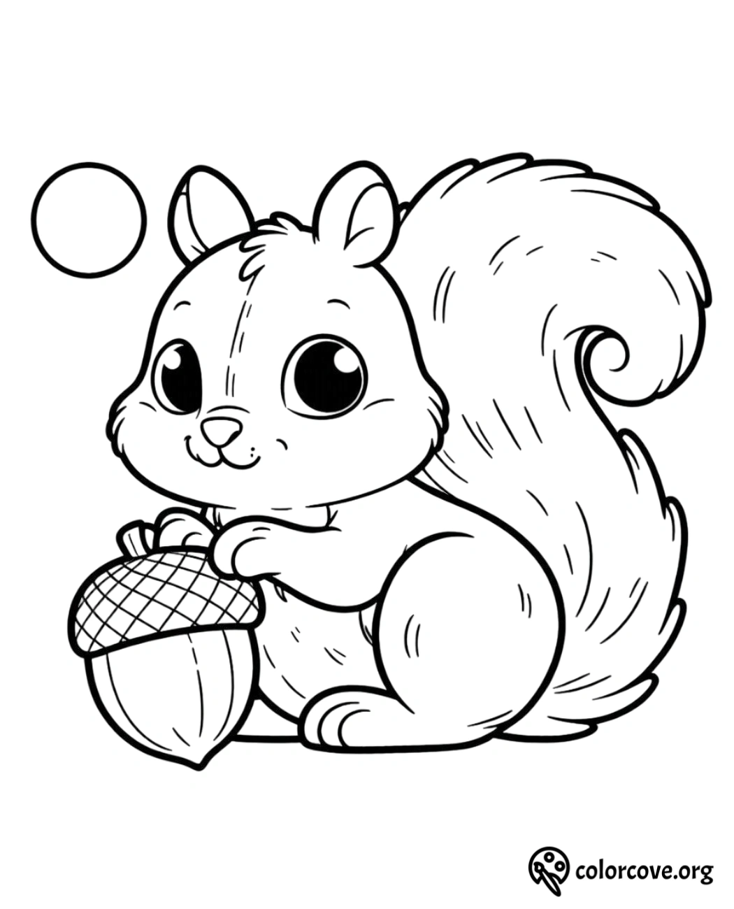 a black and white drawing of a squirrel holding a nut