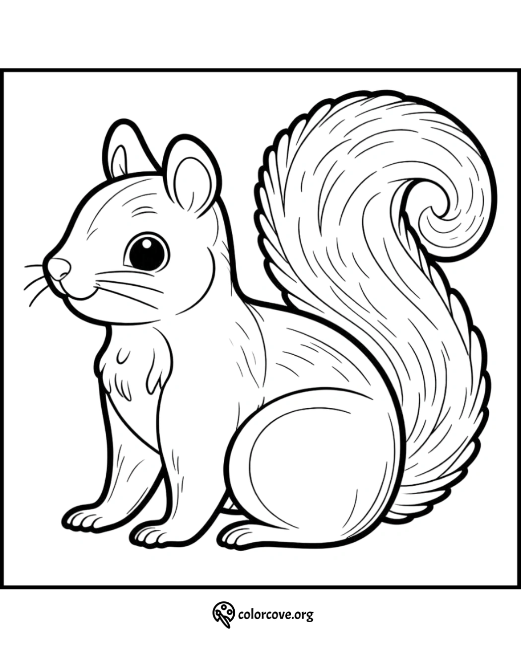 Cute squirrel coloring page - Printable animal coloring sheet for kids and adults - Fun and relaxing activity.