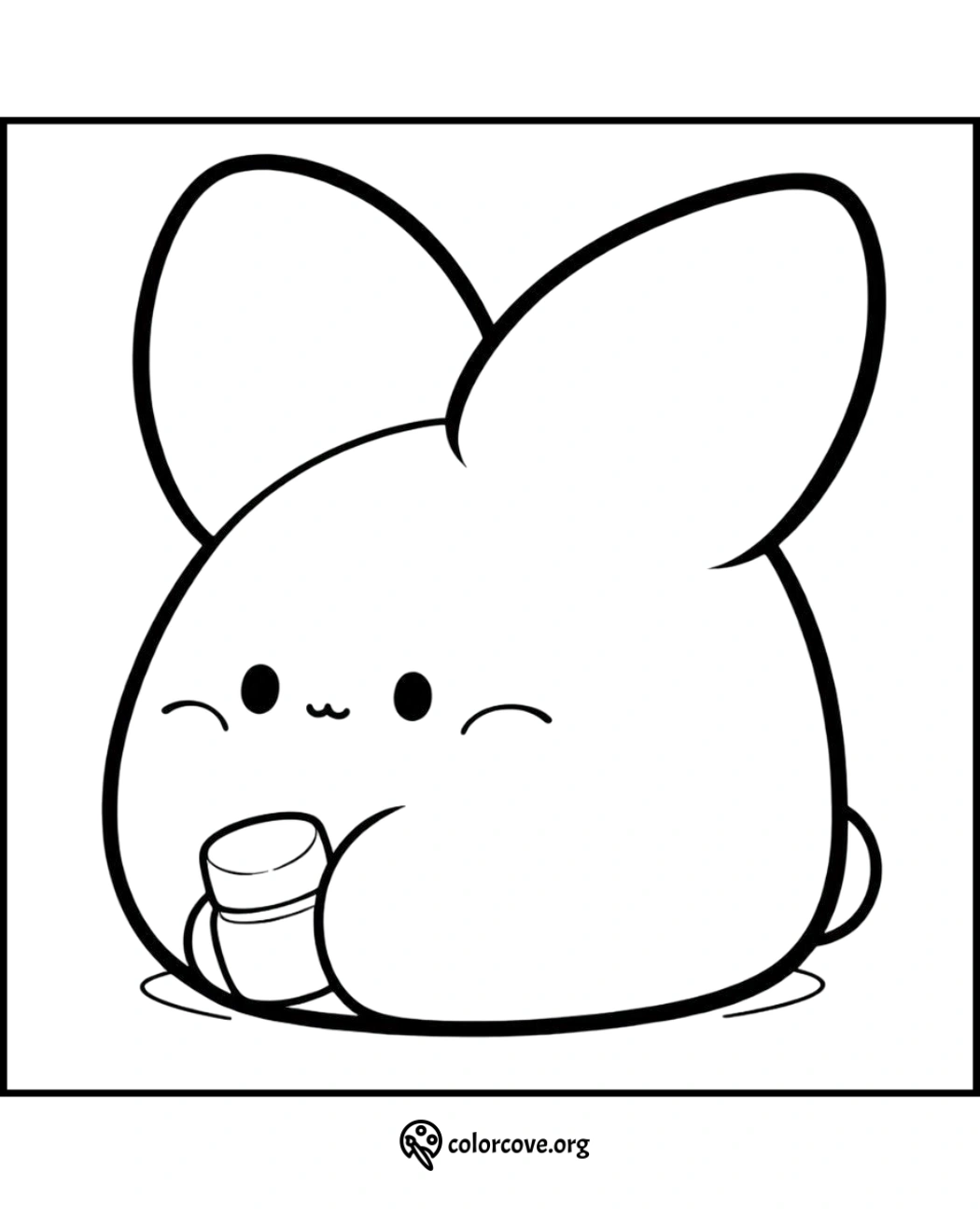 a cartoon of a rabbit holding a jar