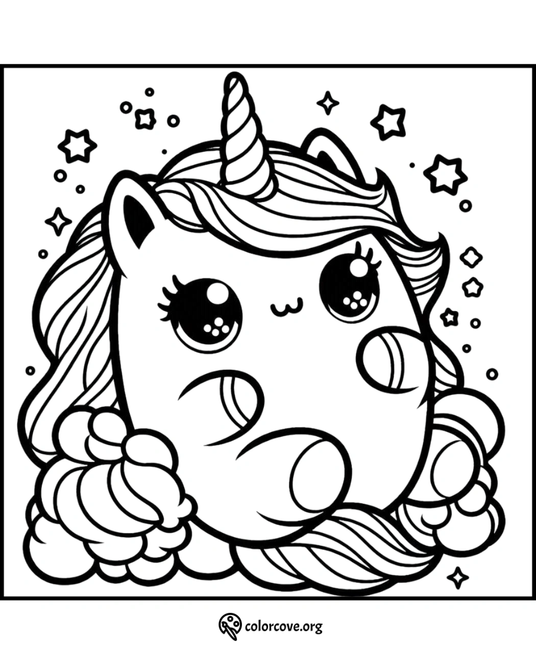 a black and white drawing of a unicorn