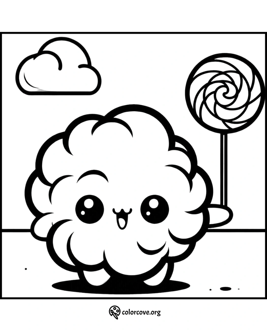 a cartoon of a cloud with a lollipop