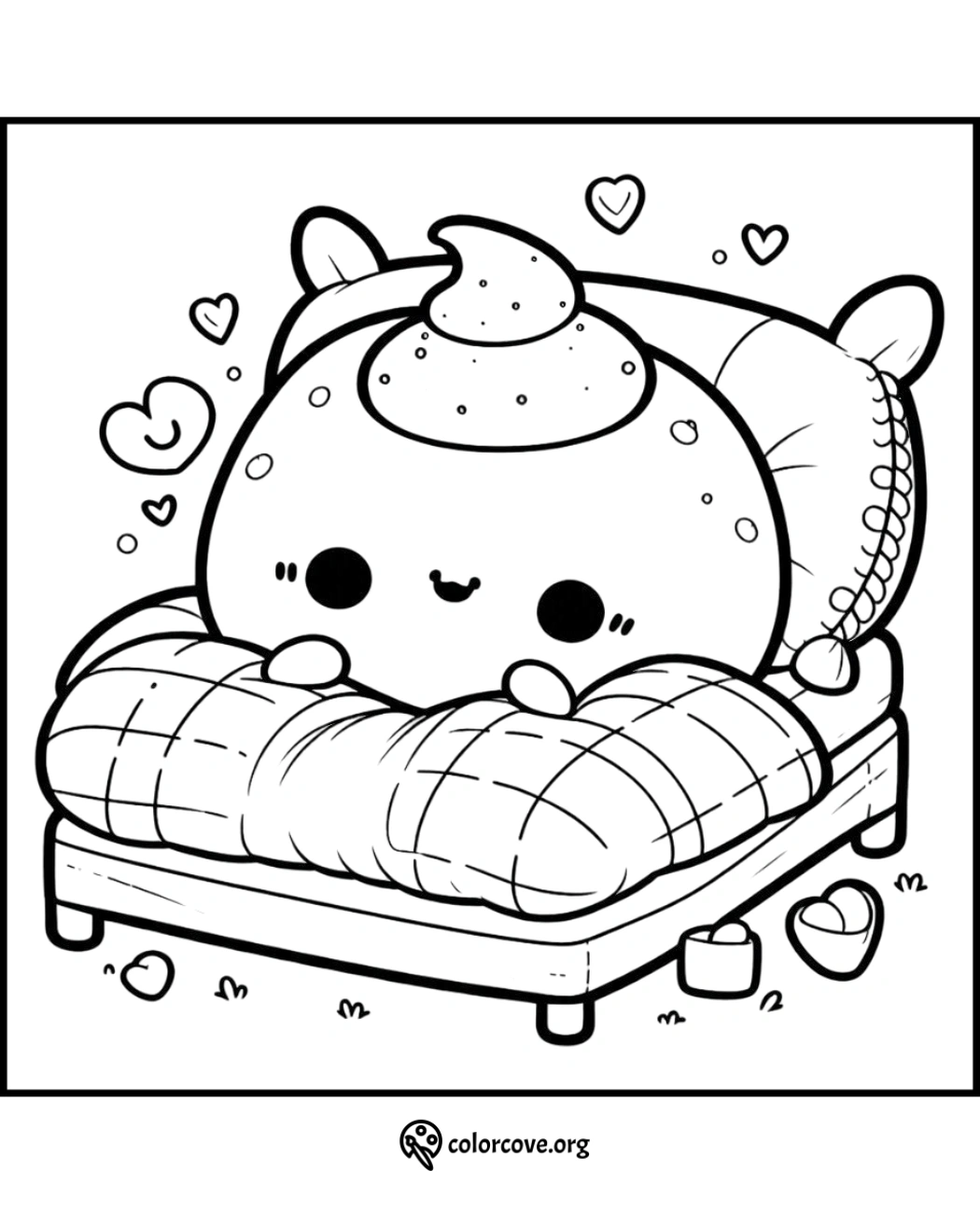 a cartoon character lying on a bed