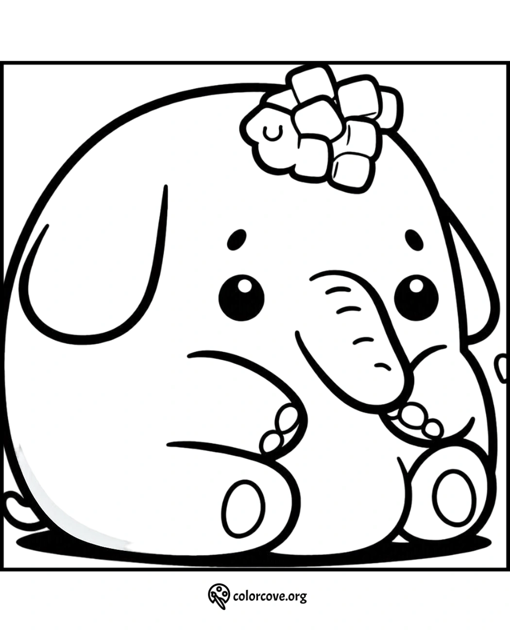 a cartoon elephant with a flower on its head