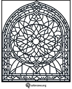 Intricate mandala geometric pattern coloring page for stress relief and creativity at colorcove.org.