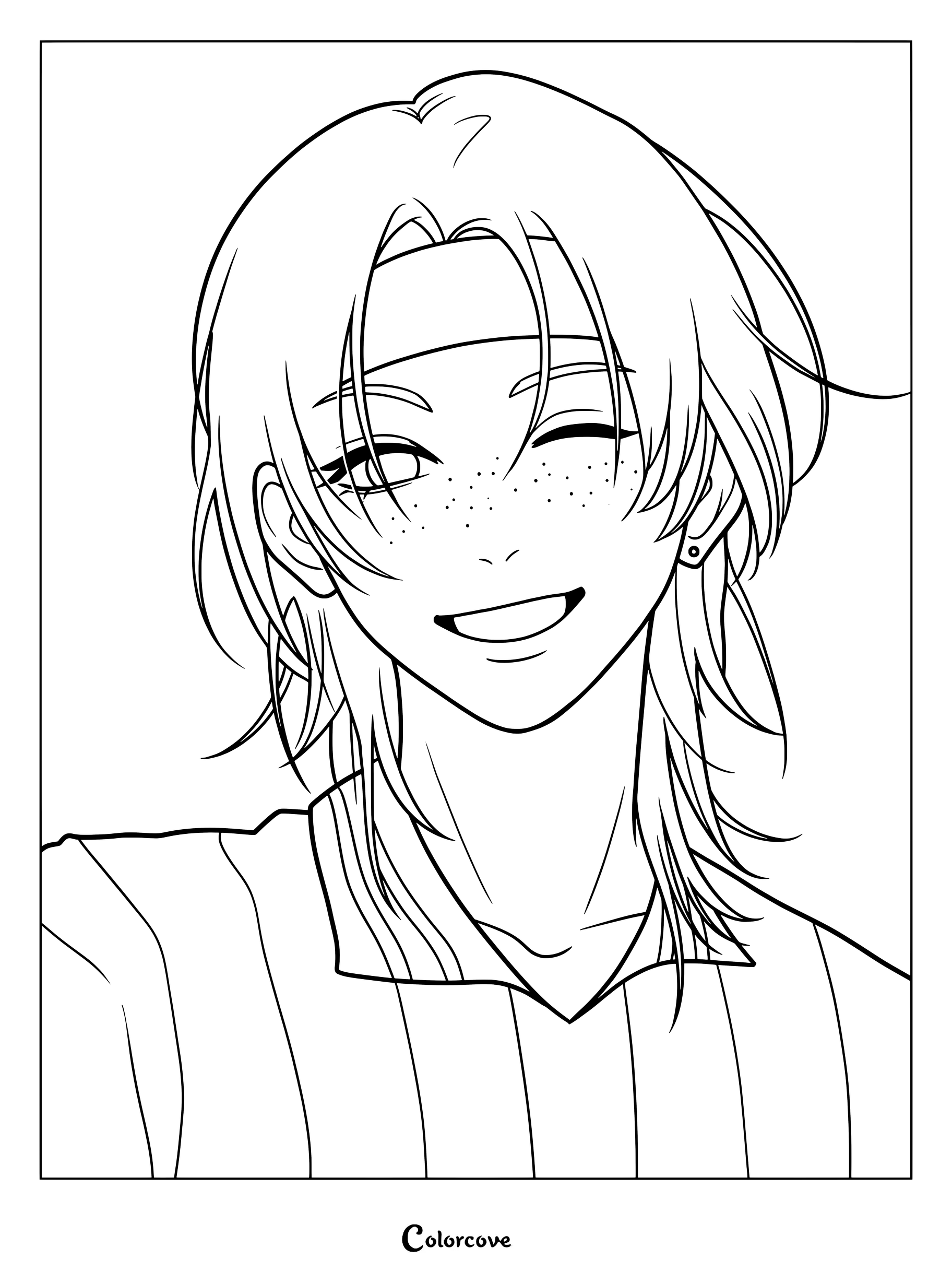 Felix de Stray Kids guiñando un ojo y mostrando sus pecas en una página para colorear e imprimir.