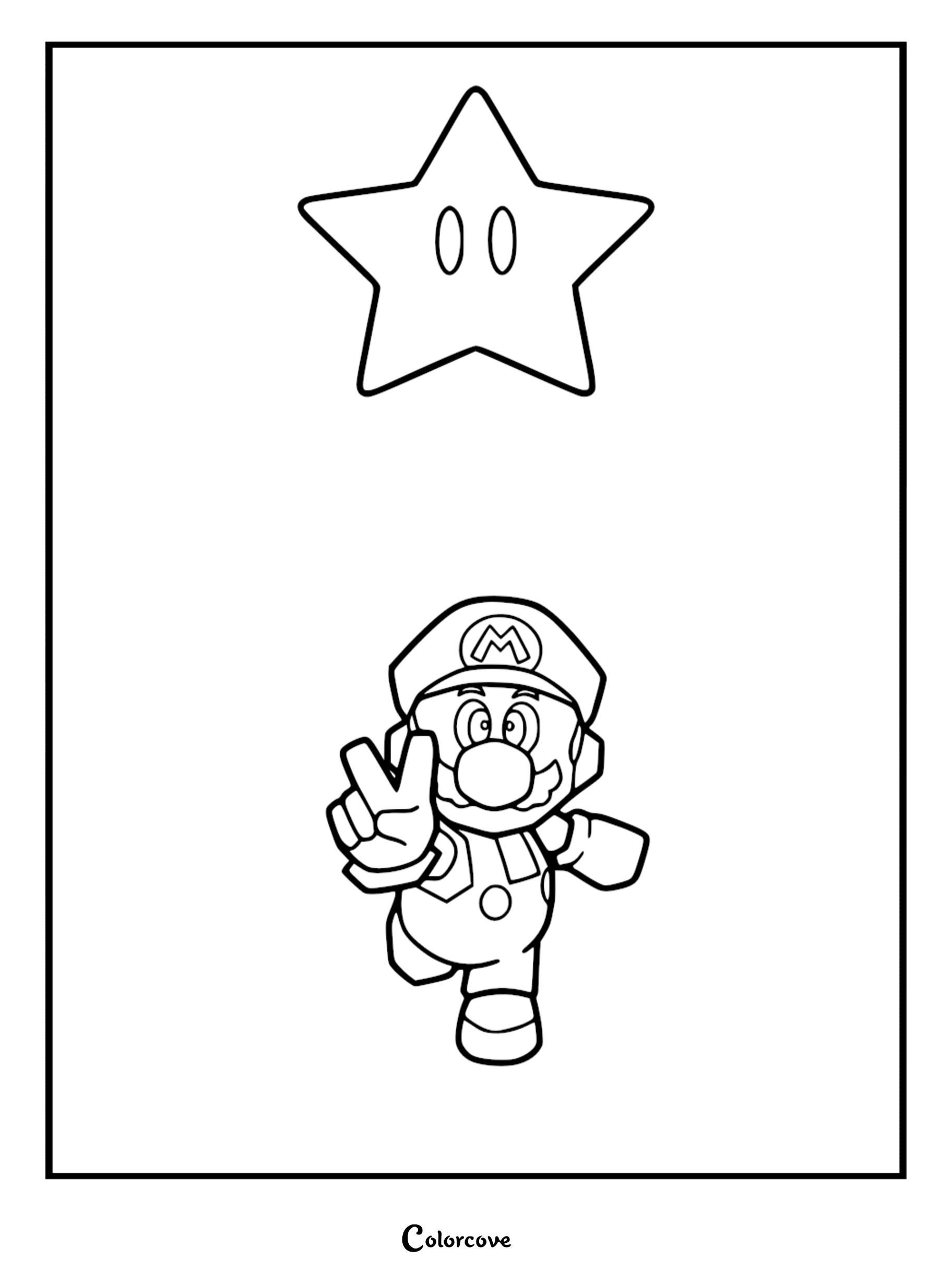Bring the Mushroom Kingdom to life with this free Super Mario and Power Star coloring page. This printable activity is perfect for young Nintendo fans to practice their creativity and motor skills.