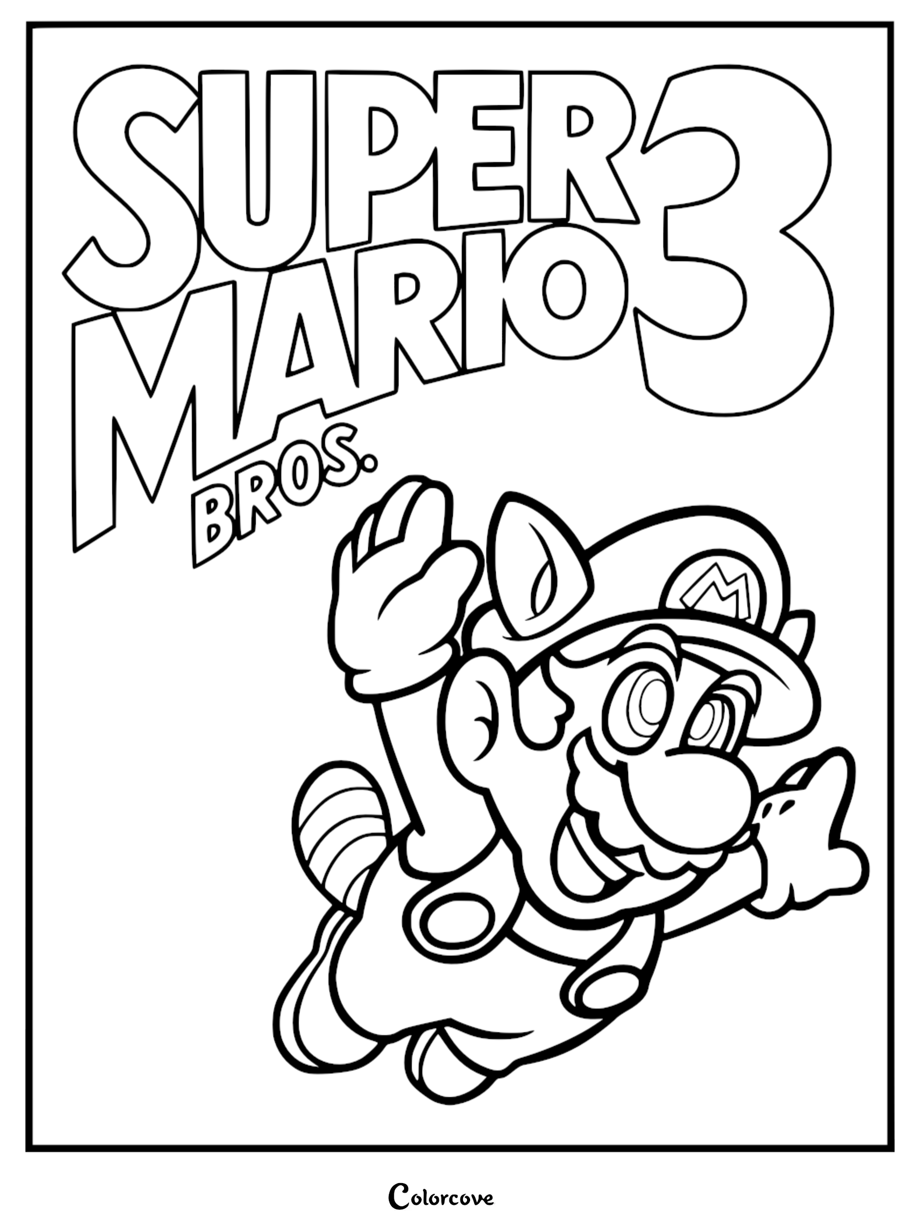 Bring classic gaming to life with this free Super Mario Bros 3 coloring page featuring Raccoon Mario. Perfect for kids and Nintendo fans, this printable sheet is easy to download and color in seconds.