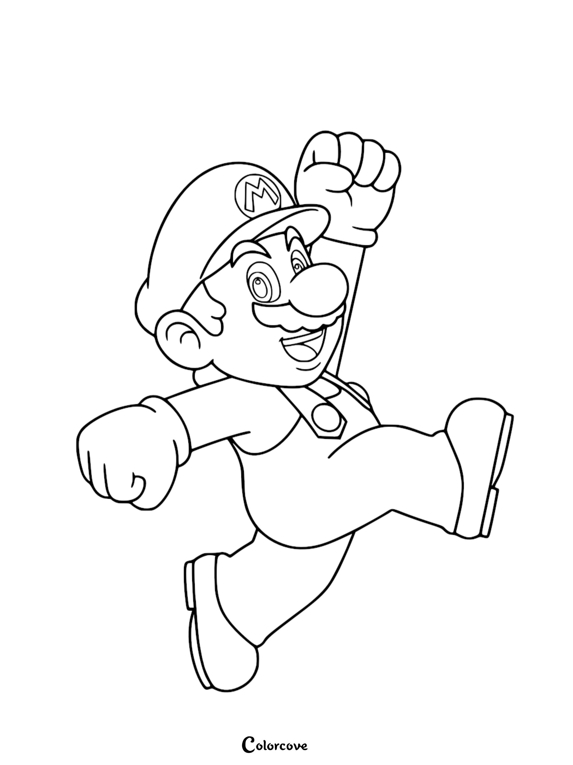 Bring the Mushroom Kingdom to life with this action-packed jumping Super Mario coloring page, perfect for kids to print and color at home. This high-quality illustration captures Mario in his iconic jump, ready for any creative adventure.