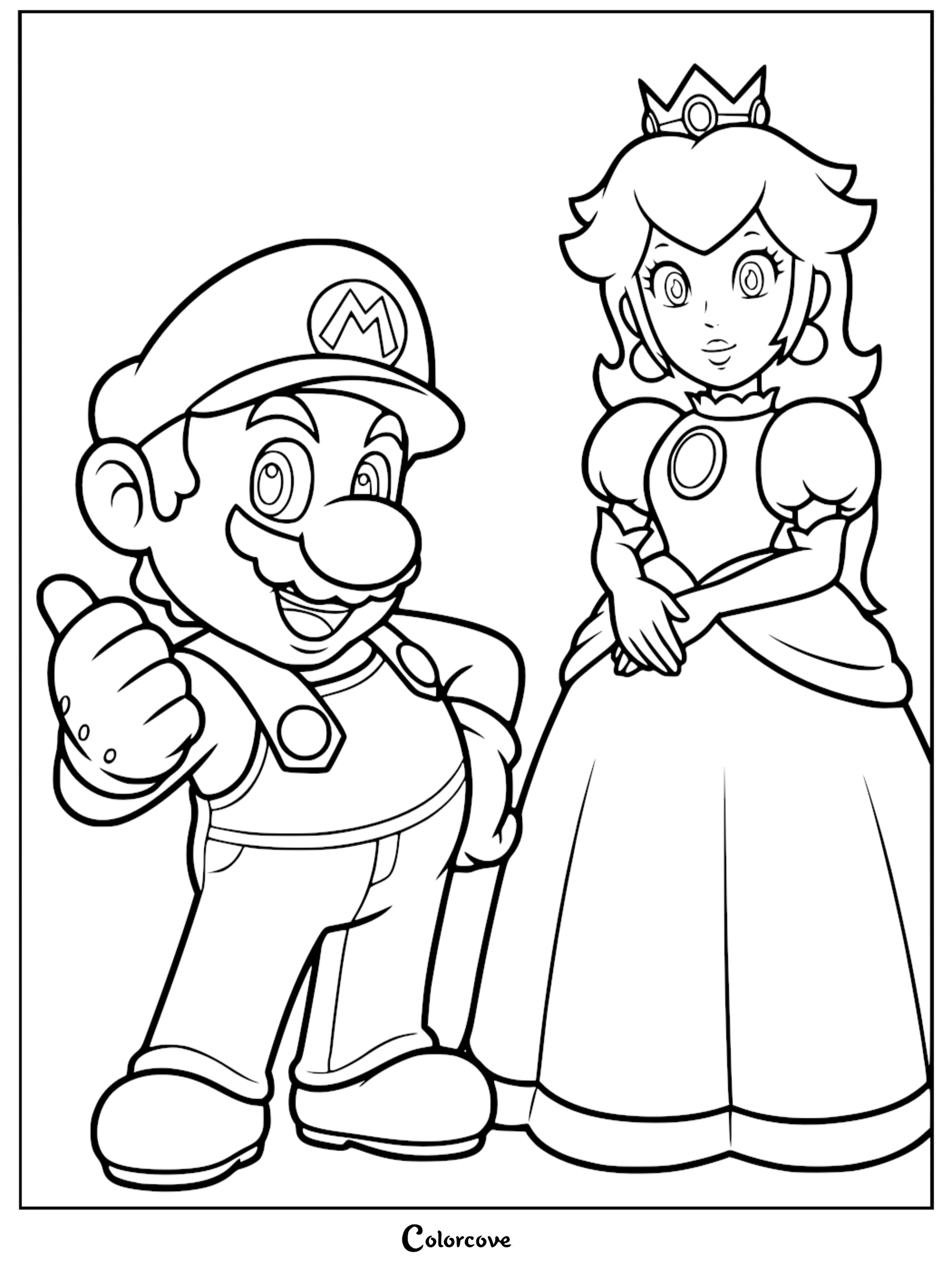 Bring the Mushroom Kingdom to life with this free printable Super Mario and Princess Peach coloring page. This high-quality coloring sheet can be printed in seconds for instant creative fun.