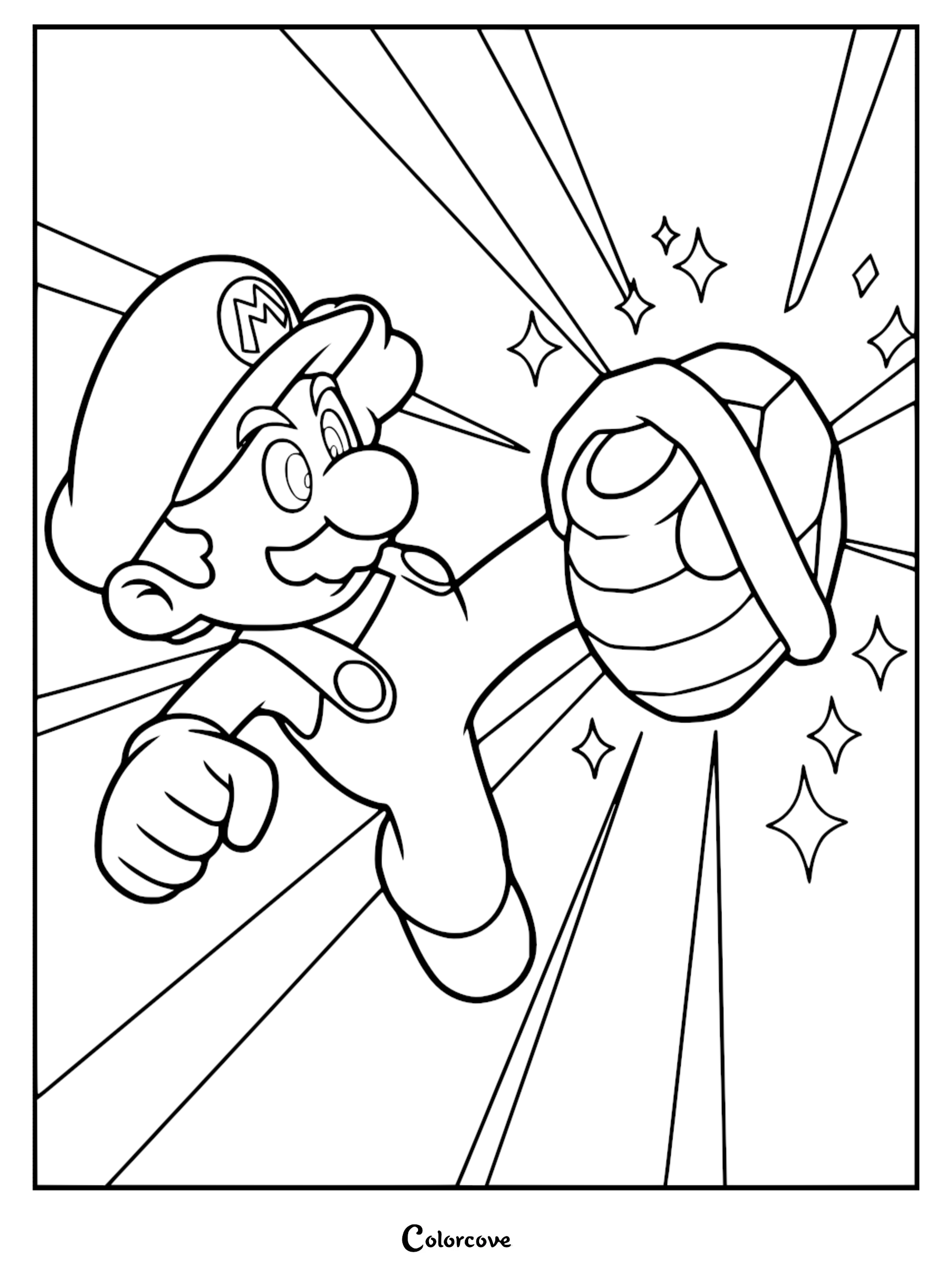 Bring the excitement of the Mushroom Kingdom to life with this free printable Super Mario coloring page featuring an iconic shell-kicking action scene. Perfect for Nintendo fans of all ages, this high-quality sheet is ready to download and print in seconds.
