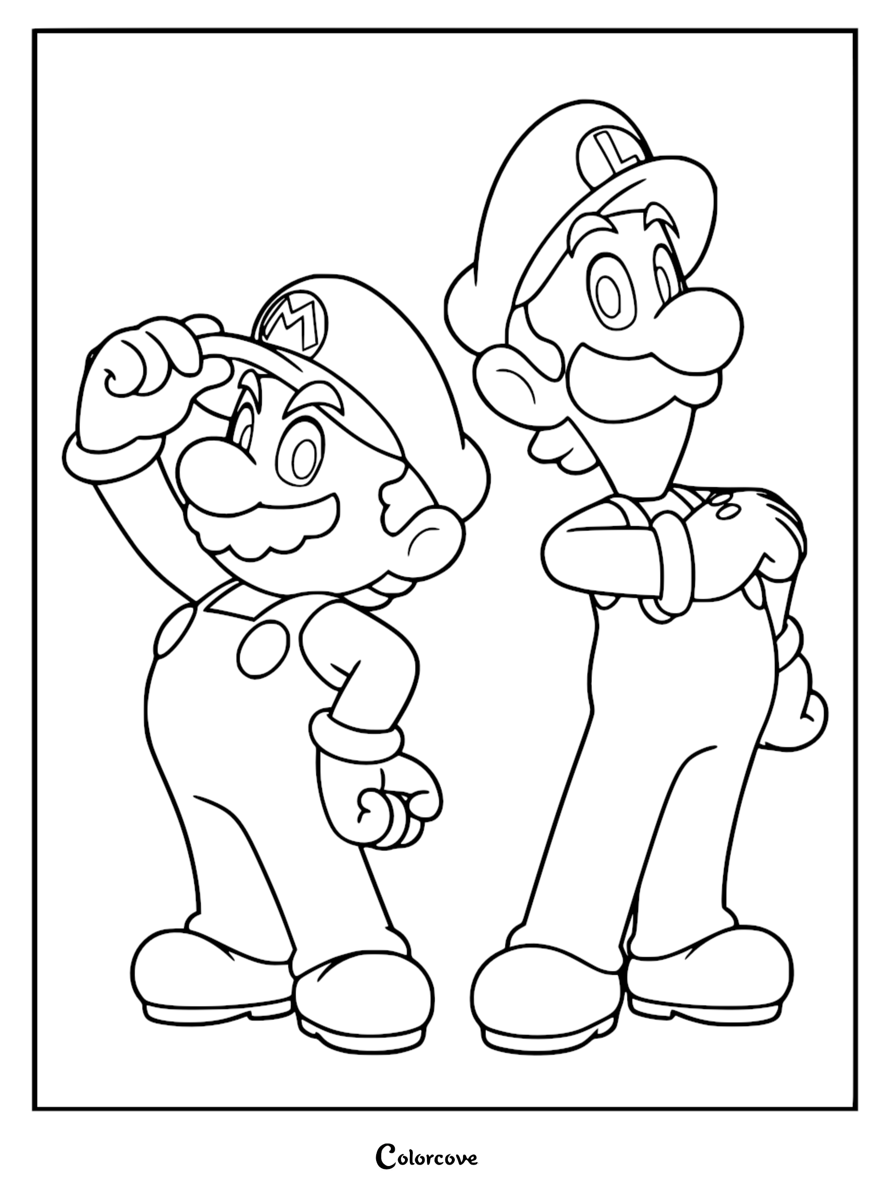 Bring the Mushroom Kingdom to life with this free printable Mario and Luigi coloring page featuring the world's most famous brothers. This high-quality line art is perfect for Nintendo fans and ready to print in seconds.