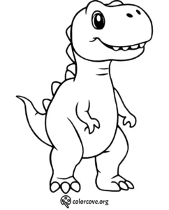 Cute dinosaur coloring page for kids to print and enjoy coloring. Ideal for fun and educational activities.
