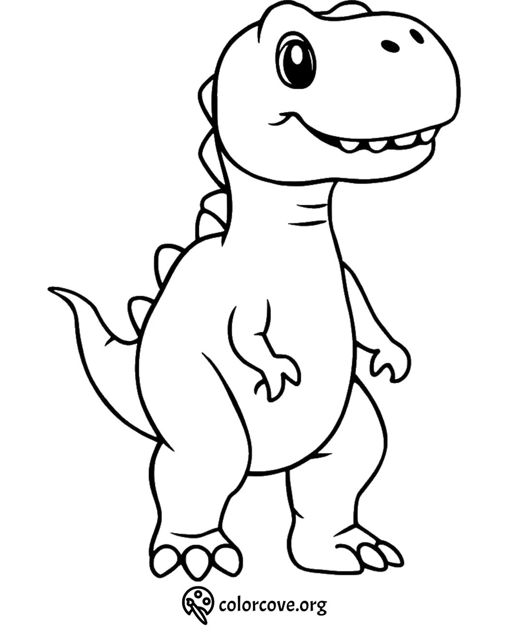 Cute dinosaur coloring page for kids to print and enjoy coloring. Ideal for fun and educational activities.