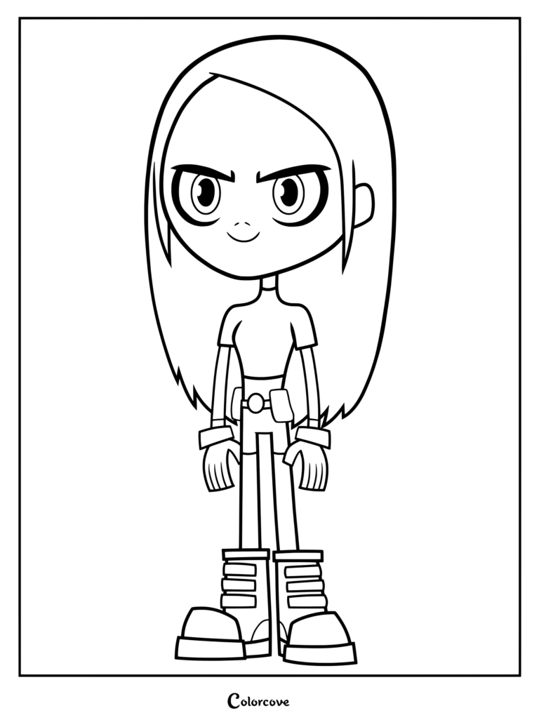 Coloriage à imprimer de Terra de Teen Titans prenant une pose confiante