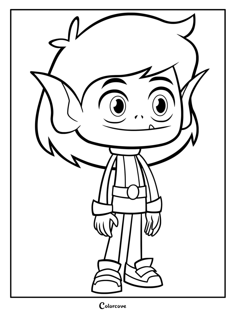 Coloriage à imprimer de Beast Girl, la version féminine de Beast Boy dans la série animée Teen Titans Go!