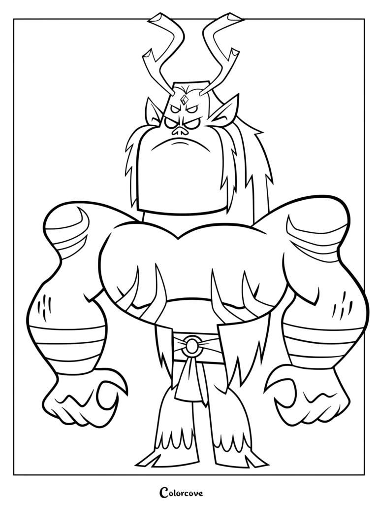 Coloriage de Trigon de Teen Titans avec ses quatre yeux, ses cornes et sa carrure musculaire