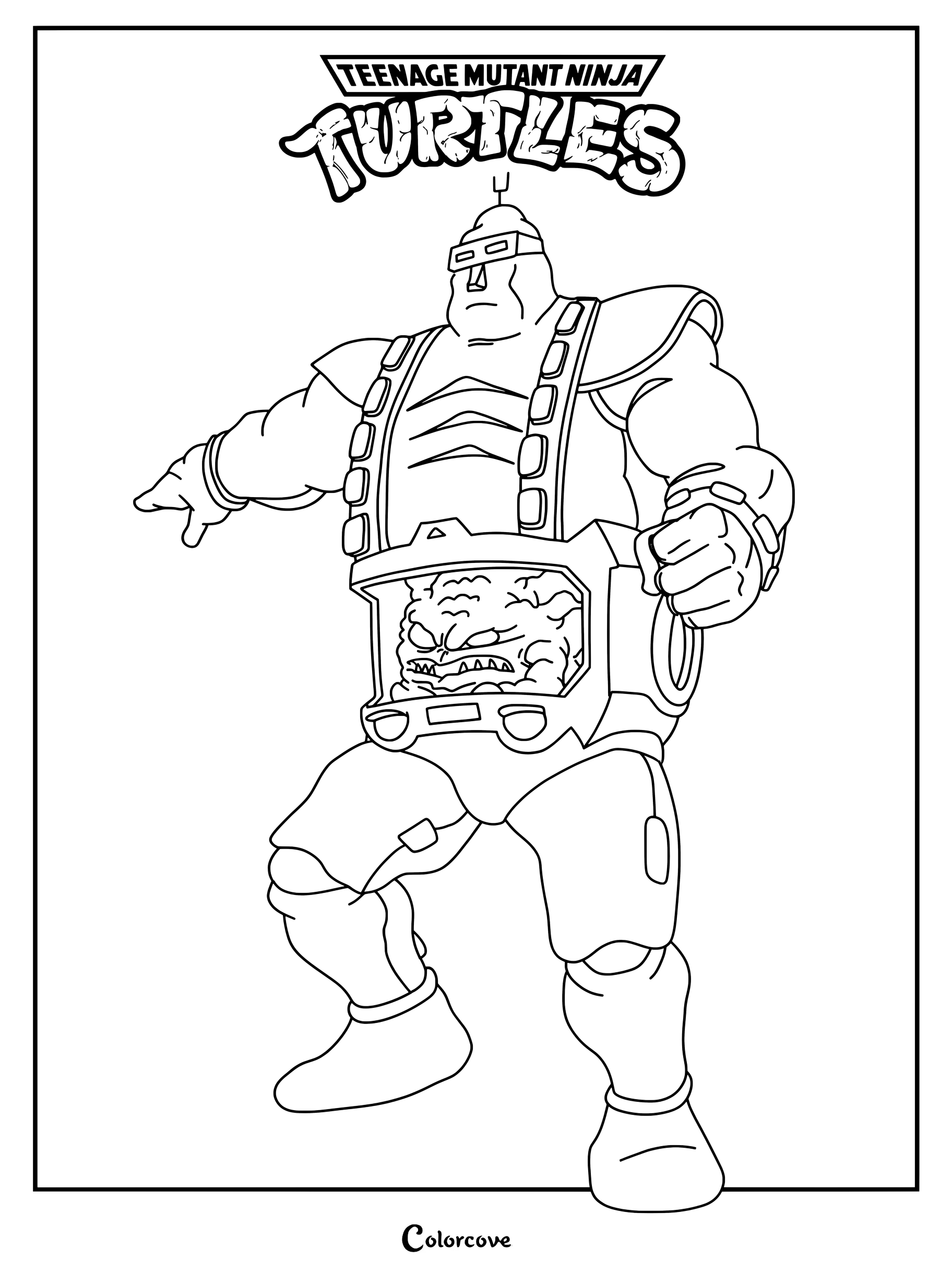 Dibujo para colorear de Krang de Las Tortugas Ninja dentro de su icónico cuerpo robótico
