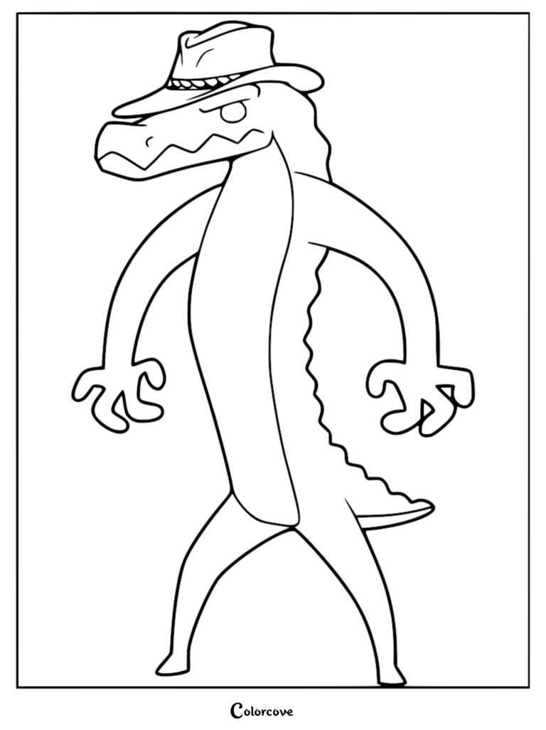 Gummigoo NPC from The Amazing Digital Circus wearing a cowboy hat in this printable coloring page.