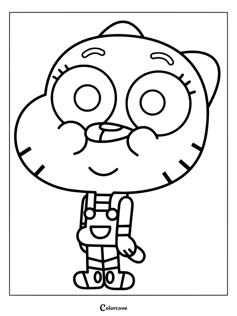 Dibujo para colorear versión fan art de bebé o niño pequeño de Gumball Watterson de El increíble mundo de Gumball