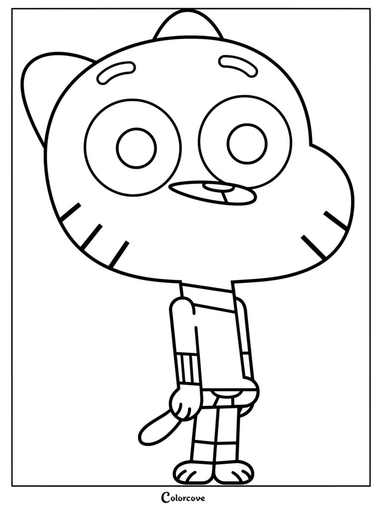 Gumball Watterson, el personaje principal de la serie animada de televisión, en un dibujo para colorear imprimible