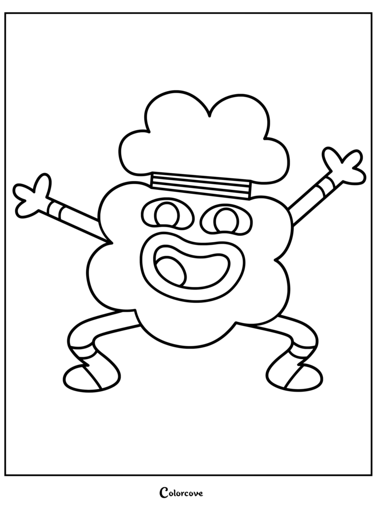 Dibujo para colorear de Tobias Wilson de El increíble mundo de Gumball, mostrándolo sonriendo con los brazos levantados