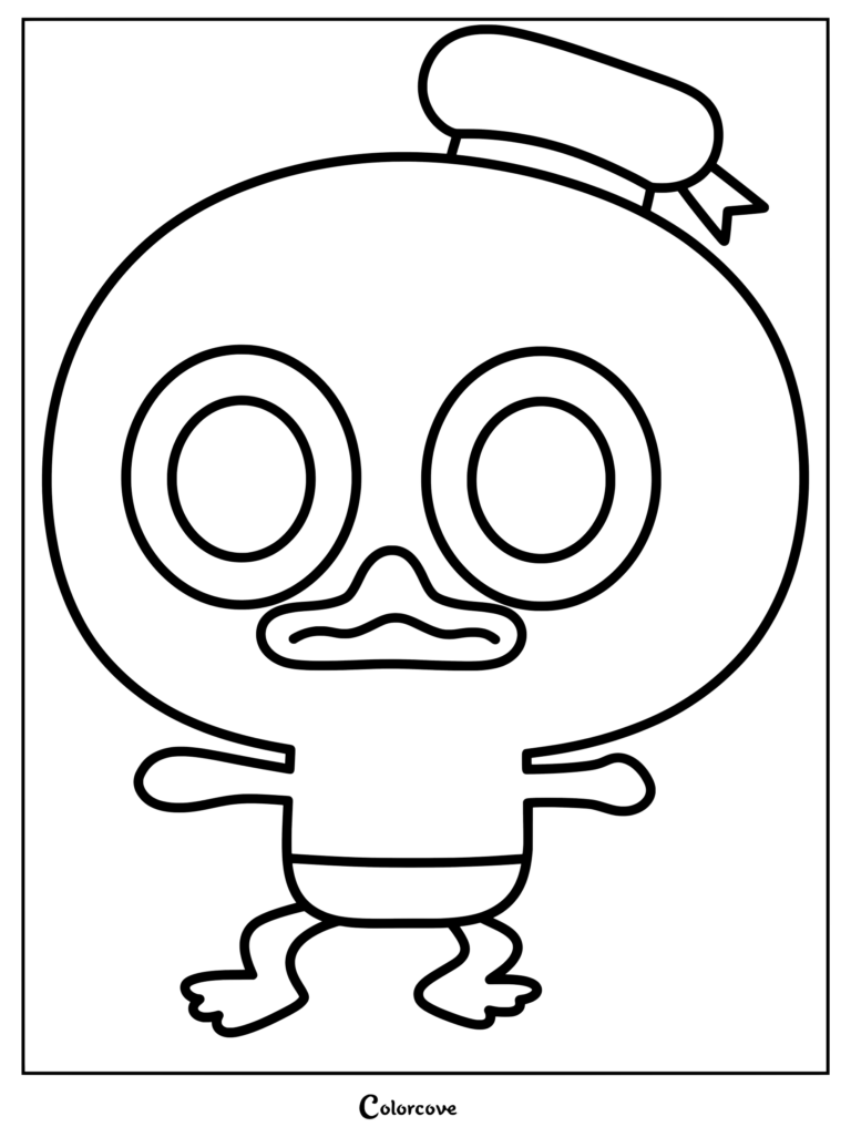 Dibujo para colorear de Archie el Pato de El increíble mundo de Gumball, con su cabeza redonda, pico y gorro de marinero.